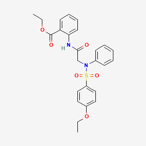 molecular formula C25H26N2O6S B3651538 ETHYL 2-[2-(N-PHENYL4-ETHOXYBENZENESULFONAMIDO)ACETAMIDO]BENZOATE 