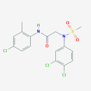 molecular formula C16H15Cl3N2O3S B3651633 N~1~-(4-chloro-2-methylphenyl)-N~2~-(3,4-dichlorophenyl)-N~2~-(methylsulfonyl)glycinamide 