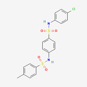 molecular formula C19H17ClN2O4S2 B3651869 N-(4-{[(4-chlorophenyl)amino]sulfonyl}phenyl)-4-methylbenzenesulfonamide 