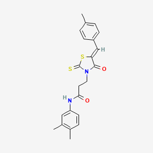 molecular formula C22H22N2O2S2 B3651896 N-(3,4-dimethylphenyl)-3-[5-(4-methylbenzylidene)-4-oxo-2-thioxo-1,3-thiazolidin-3-yl]propanamide 