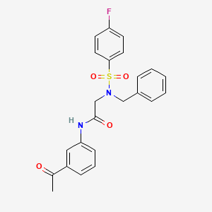 molecular formula C23H21FN2O4S B3652079 N-(3-acetylphenyl)-N~2~-benzyl-N~2~-[(4-fluorophenyl)sulfonyl]glycinamide 