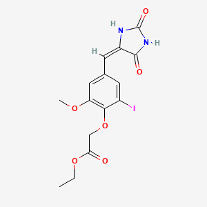 molecular formula C15H15IN2O6 B3652157 ethyl 2-[4-[(E)-(2,5-dioxoimidazolidin-4-ylidene)methyl]-2-iodo-6-methoxyphenoxy]acetate 