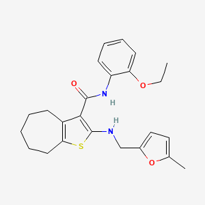 molecular formula C24H28N2O3S B3652312 N-(2-ethoxyphenyl)-2-{[(5-methyl-2-furyl)methyl]amino}-5,6,7,8-tetrahydro-4H-cyclohepta[b]thiophene-3-carboxamide 