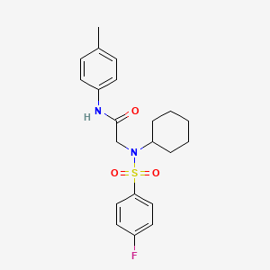 molecular formula C21H25FN2O3S B3652335 N~2~-cyclohexyl-N~2~-[(4-fluorophenyl)sulfonyl]-N~1~-(4-methylphenyl)glycinamide 