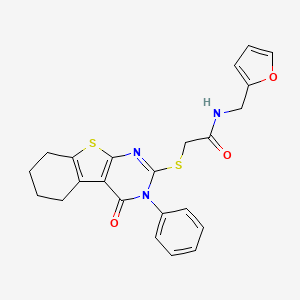 molecular formula C23H21N3O3S2 B3652608 N-(2-furylmethyl)-2-[(4-oxo-3-phenyl-3,4,5,6,7,8-hexahydro[1]benzothieno[2,3-d]pyrimidin-2-yl)thio]acetamide 