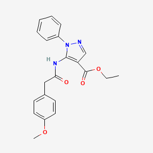 molecular formula C21H21N3O4 B3652619 ethyl 5-{[(4-methoxyphenyl)acetyl]amino}-1-phenyl-1H-pyrazole-4-carboxylate 
