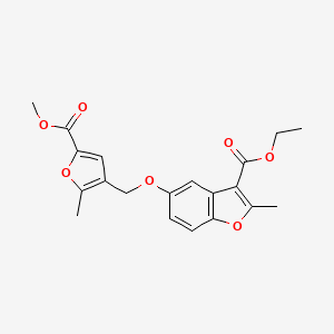 molecular formula C20H20O7 B3652644 ethyl 5-{[5-(methoxycarbonyl)-2-methyl-3-furyl]methoxy}-2-methyl-1-benzofuran-3-carboxylate 