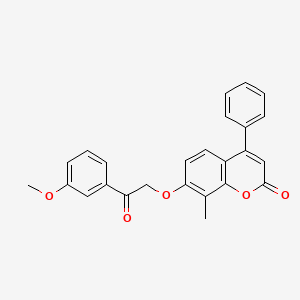 molecular formula C25H20O5 B3652807 7-[2-(3-methoxyphenyl)-2-oxoethoxy]-8-methyl-4-phenyl-2H-chromen-2-one 