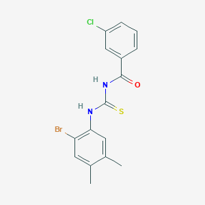 molecular formula C16H14BrClN2OS B3652815 N-[(2-bromo-4,5-dimethylphenyl)carbamothioyl]-3-chlorobenzamide 