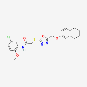 molecular formula C22H22ClN3O4S B3652825 N-(5-chloro-2-methoxyphenyl)-2-({5-[(5,6,7,8-tetrahydronaphthalen-2-yloxy)methyl]-1,3,4-oxadiazol-2-yl}sulfanyl)acetamide 