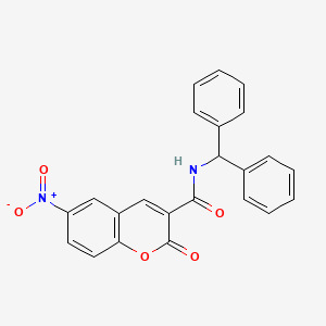 molecular formula C23H16N2O5 B3653049 N-(diphenylmethyl)-6-nitro-2-oxo-2H-chromene-3-carboxamide 