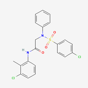 molecular formula C21H18Cl2N2O3S B3653069 N~1~-(3-chloro-2-methylphenyl)-N~2~-[(4-chlorophenyl)sulfonyl]-N~2~-phenylglycinamide 