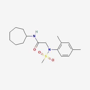 molecular formula C18H28N2O3S B3653124 N-cycloheptyl-2-(2,4-dimethyl-N-methylsulfonylanilino)acetamide 