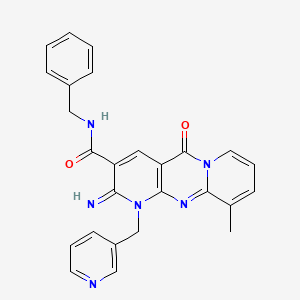 molecular formula C26H22N6O2 B3653138 N-benzyl-6-imino-11-methyl-2-oxo-7-(pyridin-3-ylmethyl)-1,7,9-triazatricyclo[8.4.0.03,8]tetradeca-3(8),4,9,11,13-pentaene-5-carboxamide CAS No. 618410-22-3