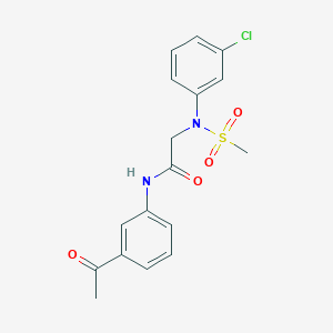 molecular formula C17H17ClN2O4S B3653195 N~1~-(3-acetylphenyl)-N~2~-(3-chlorophenyl)-N~2~-(methylsulfonyl)glycinamide 