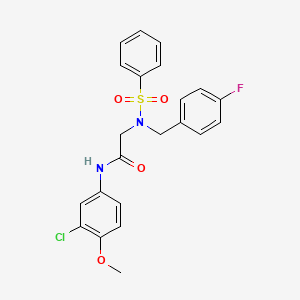 molecular formula C22H20ClFN2O4S B3653202 N~1~-(3-chloro-4-methoxyphenyl)-N~2~-(4-fluorobenzyl)-N~2~-(phenylsulfonyl)glycinamide 