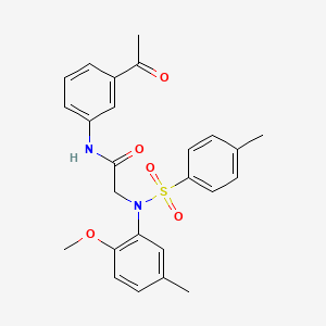 molecular formula C25H26N2O5S B3653257 N-(3-acetylphenyl)-N~2~-(2-methoxy-5-methylphenyl)-N~2~-[(4-methylphenyl)sulfonyl]glycinamide 
