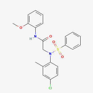 molecular formula C22H21ClN2O4S B3653299 N~2~-(4-chloro-2-methylphenyl)-N~1~-(2-methoxyphenyl)-N~2~-(phenylsulfonyl)glycinamide 