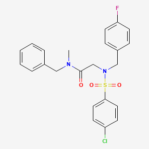 molecular formula C23H22ClFN2O3S B3653377 N-benzyl-N~2~-[(4-chlorophenyl)sulfonyl]-N~2~-(4-fluorobenzyl)-N-methylglycinamide 
