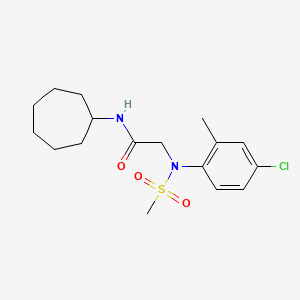 molecular formula C17H25ClN2O3S B3653397 N~2~-(4-chloro-2-methylphenyl)-N-cycloheptyl-N~2~-(methylsulfonyl)glycinamide 