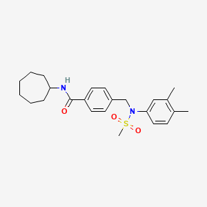 molecular formula C24H32N2O3S B3653411 N-cycloheptyl-4-{[(3,4-dimethylphenyl)(methylsulfonyl)amino]methyl}benzamide 