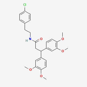 molecular formula C27H30ClNO5 B3653548 N-[2-(4-chlorophenyl)ethyl]-3,3-bis(3,4-dimethoxyphenyl)propanamide 