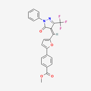 molecular formula C23H15F3N2O4 B3653750 methyl 4-[5-[(Z)-[5-oxo-1-phenyl-3-(trifluoromethyl)pyrazol-4-ylidene]methyl]furan-2-yl]benzoate 