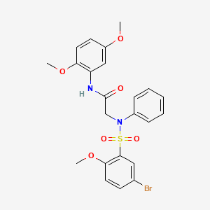 molecular formula C23H23BrN2O6S B3654499 N~2~-[(5-bromo-2-methoxyphenyl)sulfonyl]-N-(2,5-dimethoxyphenyl)-N~2~-phenylglycinamide 