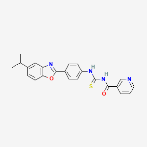 molecular formula C23H20N4O2S B3654717 N-[[4-(5-propan-2-yl-1,3-benzoxazol-2-yl)phenyl]carbamothioyl]pyridine-3-carboxamide 