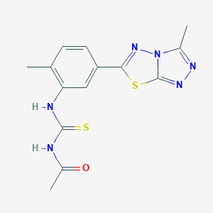 molecular formula C14H14N6OS2 B365482 N-acetyl-N'-[2-methyl-5-(3-methyl[1,2,4]triazolo[3,4-b][1,3,4]thiadiazol-6-yl)phenyl]thiourea CAS No. 875130-57-7