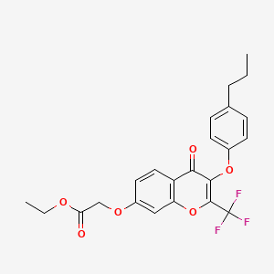 molecular formula C23H21F3O6 B3654968 ethyl {[4-oxo-3-(4-propylphenoxy)-2-(trifluoromethyl)-4H-chromen-7-yl]oxy}acetate 