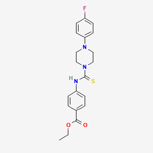 molecular formula C20H22FN3O2S B3655021 ETHYL 4-({[4-(4-FLUOROPHENYL)PIPERAZINO]CARBOTHIOYL}AMINO)BENZOATE 