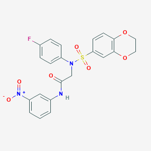molecular formula C22H18FN3O7S B3655140 N~2~-(2,3-dihydro-1,4-benzodioxin-6-ylsulfonyl)-N~2~-(4-fluorophenyl)-N~1~-(3-nitrophenyl)glycinamide 