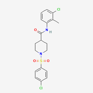 molecular formula C19H20Cl2N2O3S B3656672 N-(3-chloro-2-methylphenyl)-1-[(4-chlorophenyl)sulfonyl]piperidine-4-carboxamide 