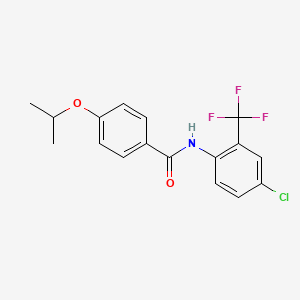 molecular formula C17H15ClF3NO2 B3656686 N-[4-chloro-2-(trifluoromethyl)phenyl]-4-(propan-2-yloxy)benzamide 