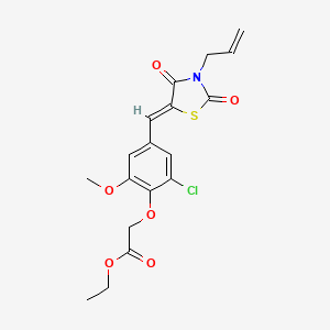 molecular formula C18H18ClNO6S B3656775 ethyl (2-chloro-4-{(Z)-[2,4-dioxo-3-(prop-2-en-1-yl)-1,3-thiazolidin-5-ylidene]methyl}-6-methoxyphenoxy)acetate 