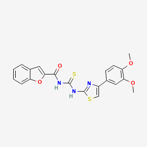 molecular formula C21H17N3O4S2 B3656781 N-{[4-(3,4-dimethoxyphenyl)-1,3-thiazol-2-yl]carbamothioyl}-1-benzofuran-2-carboxamide 