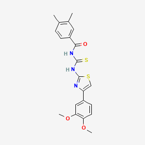 molecular formula C21H21N3O3S2 B3656796 N-{[4-(3,4-dimethoxyphenyl)-1,3-thiazol-2-yl]carbamothioyl}-3,4-dimethylbenzamide 