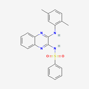 molecular formula C22H20N4O2S B3656803 N-{3-[(2,5-dimethylphenyl)amino]quinoxalin-2-yl}benzenesulfonamide 