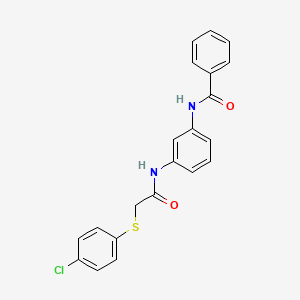 molecular formula C21H17ClN2O2S B3656824 N-[3-({2-[(4-chlorophenyl)thio]acetyl}amino)phenyl]benzamide 
