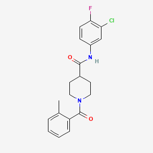 molecular formula C20H20ClFN2O2 B3656867 N-(3-chloro-4-fluorophenyl)-1-(2-methylbenzoyl)piperidine-4-carboxamide 