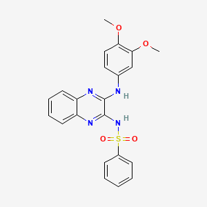 molecular formula C22H20N4O4S B3656901 N-{3-[(3,4-dimethoxyphenyl)amino]quinoxalin-2-yl}benzenesulfonamide 
