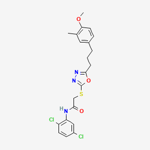 molecular formula C21H21Cl2N3O3S B3656945 N-(2,5-dichlorophenyl)-2-[[5-[3-(4-methoxy-3-methylphenyl)propyl]-1,3,4-oxadiazol-2-yl]sulfanyl]acetamide 