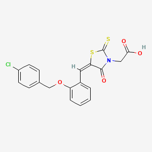 molecular formula C19H14ClNO4S2 B3656969 ((5E)-5-{2-[(4-chlorobenzyl)oxy]benzylidene}-4-oxo-2-thioxo-1,3-thiazolidin-3-yl)acetic acid 