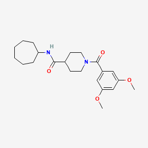 molecular formula C22H32N2O4 B3657024 N-cycloheptyl-1-[(3,5-dimethoxyphenyl)carbonyl]piperidine-4-carboxamide 