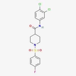 molecular formula C18H17Cl2FN2O3S B3657079 N-(3,4-dichlorophenyl)-1-[(4-fluorophenyl)sulfonyl]piperidine-4-carboxamide 