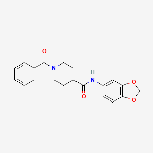 molecular formula C21H22N2O4 B3657102 N-1,3-benzodioxol-5-yl-1-(2-methylbenzoyl)-4-piperidinecarboxamide 