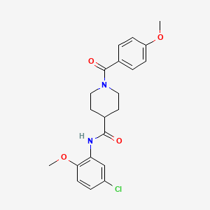 molecular formula C21H23ClN2O4 B3657159 N-(5-chloro-2-methoxyphenyl)-1-[(4-methoxyphenyl)carbonyl]piperidine-4-carboxamide 