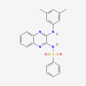 molecular formula C22H20N4O2S B3657199 N-{3-[(3,5-dimethylphenyl)amino]quinoxalin-2-yl}benzenesulfonamide 