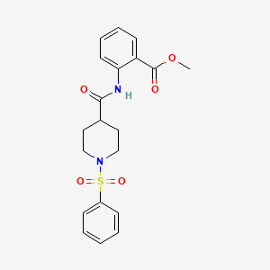 molecular formula C20H22N2O5S B3657211 Methyl 2-[[1-(benzenesulfonyl)piperidine-4-carbonyl]amino]benzoate 